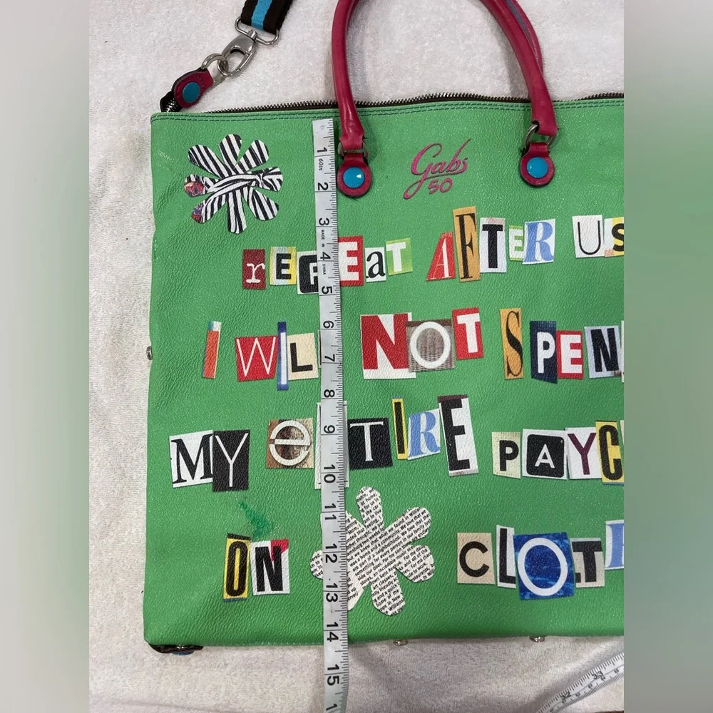Gabs Green Graphic Letter-Print convertible Tote! really cool bag - Picture 9 of 16